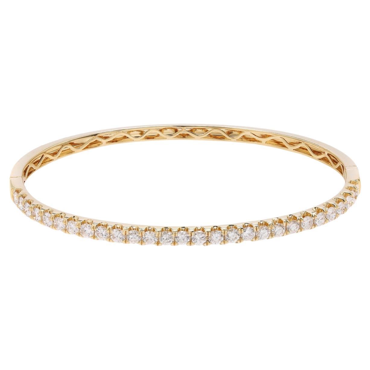 Bracelet jonc en or jaune 18 carats avec diamants de 2,04 carats