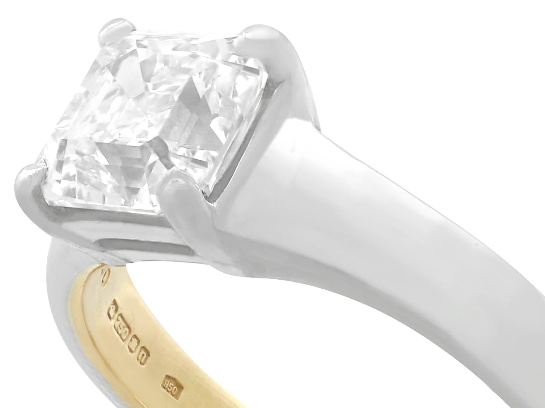 Contemporary 2.04 Carat Diamond Gold Platinum Solitaire Engagement Ring For Sale