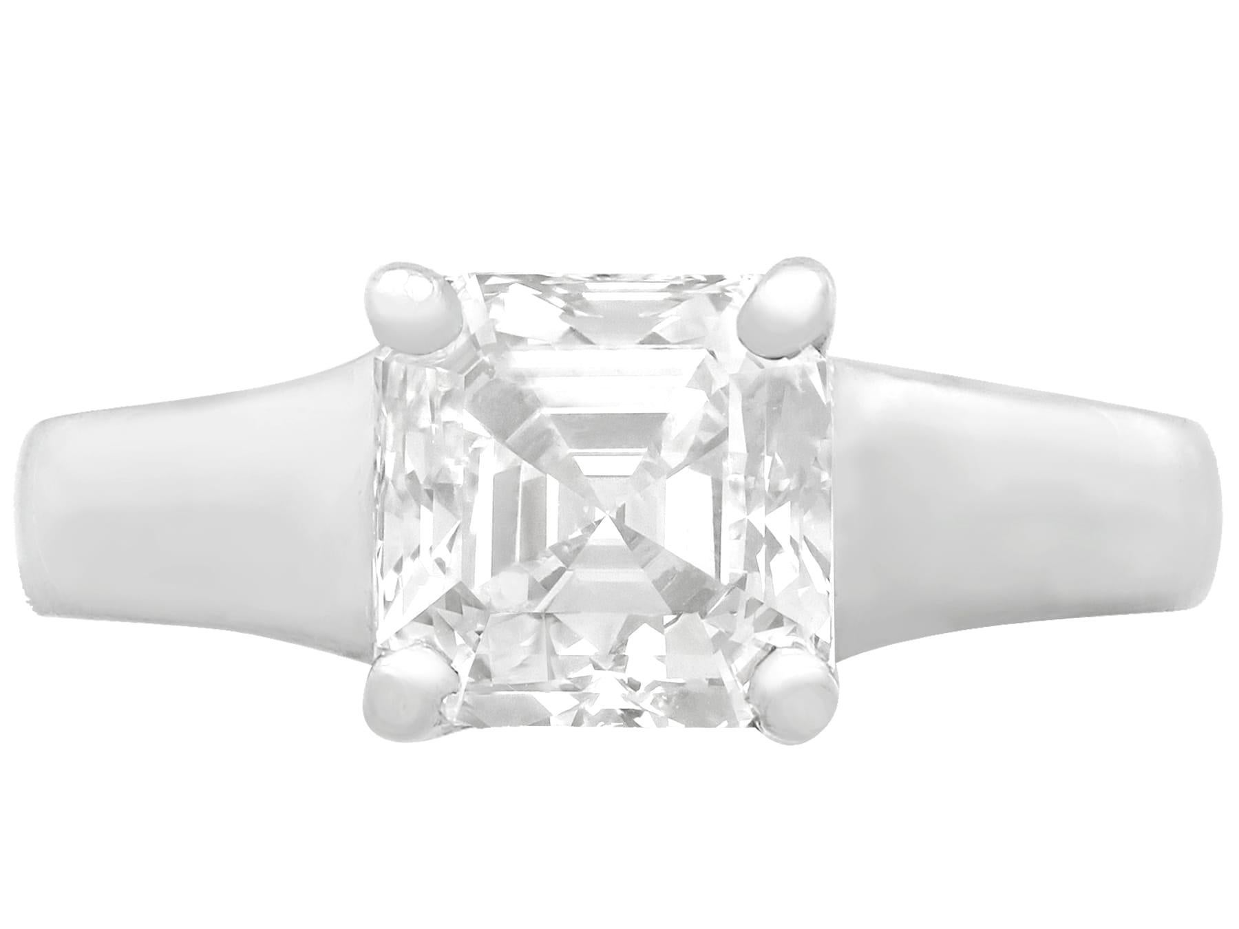 Asscher Cut 2.04 Carat Diamond Gold Platinum Solitaire Engagement Ring For Sale