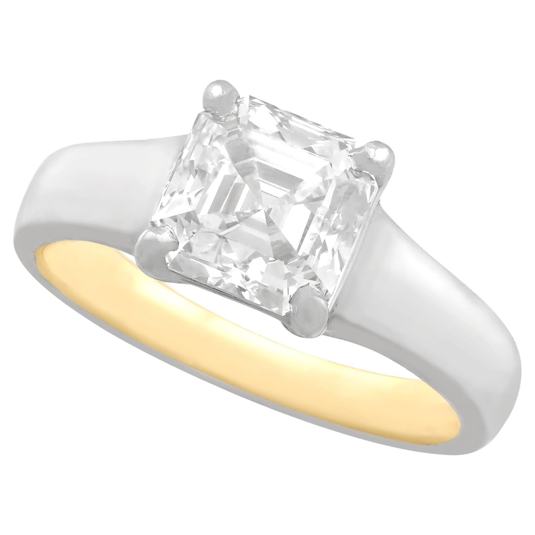 2.04 Carat Diamond Gold Platinum Solitaire Engagement Ring For Sale