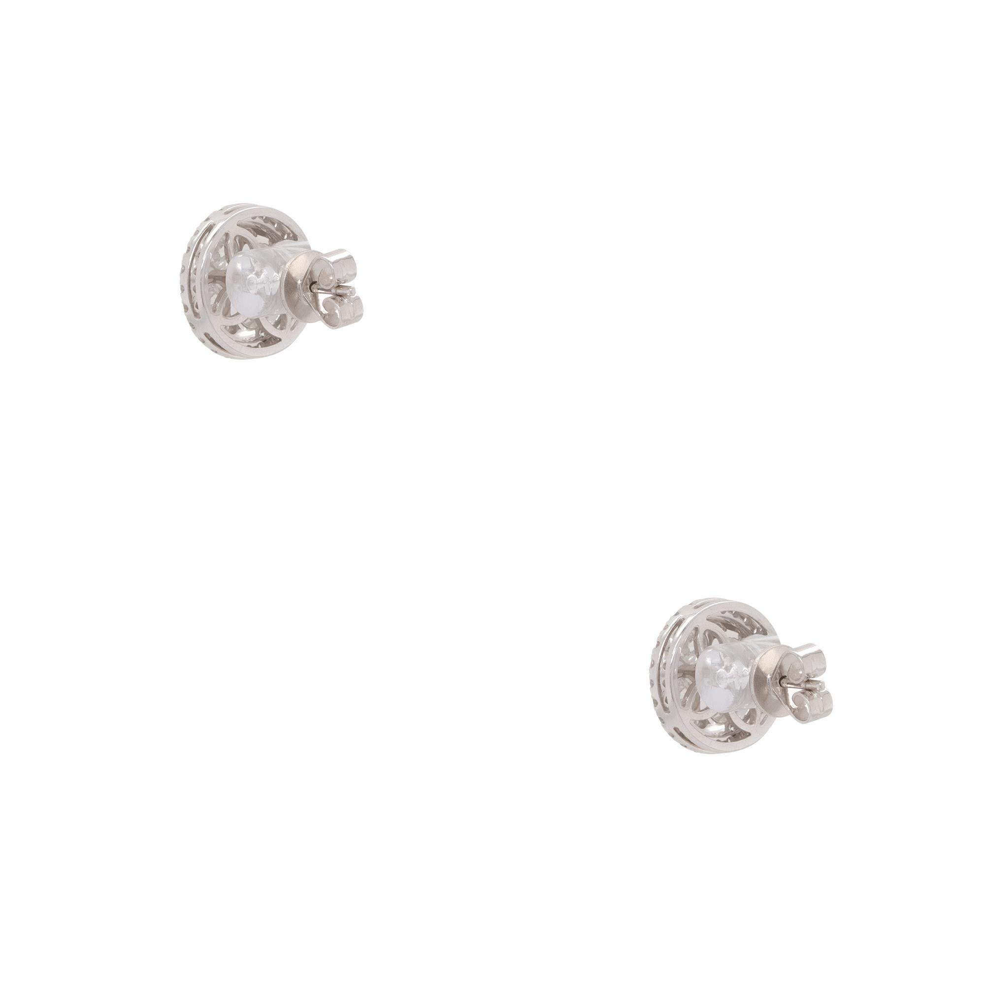 2,04 Karat Diamant Pave Runde Ohrstecker 18 Karat auf Lager im Angebot 3