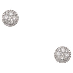 2.04 Carat Diamond Pave Round Stud Earrings 18 Karat in Stock