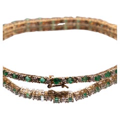 2.04 Carat Emerald and Diamond Bracelet in 14k Yellow Gold