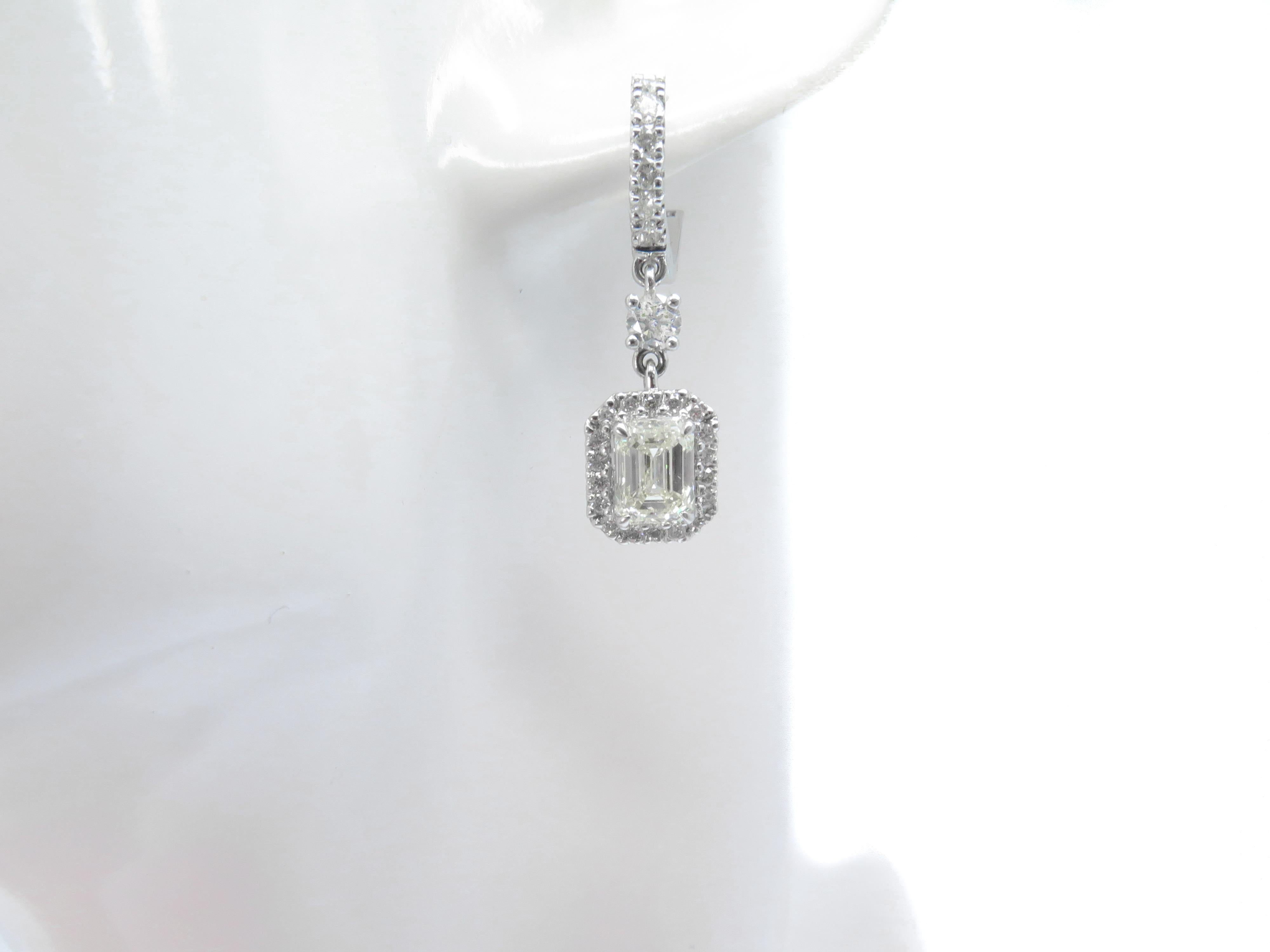 emerald cut diamond earrings