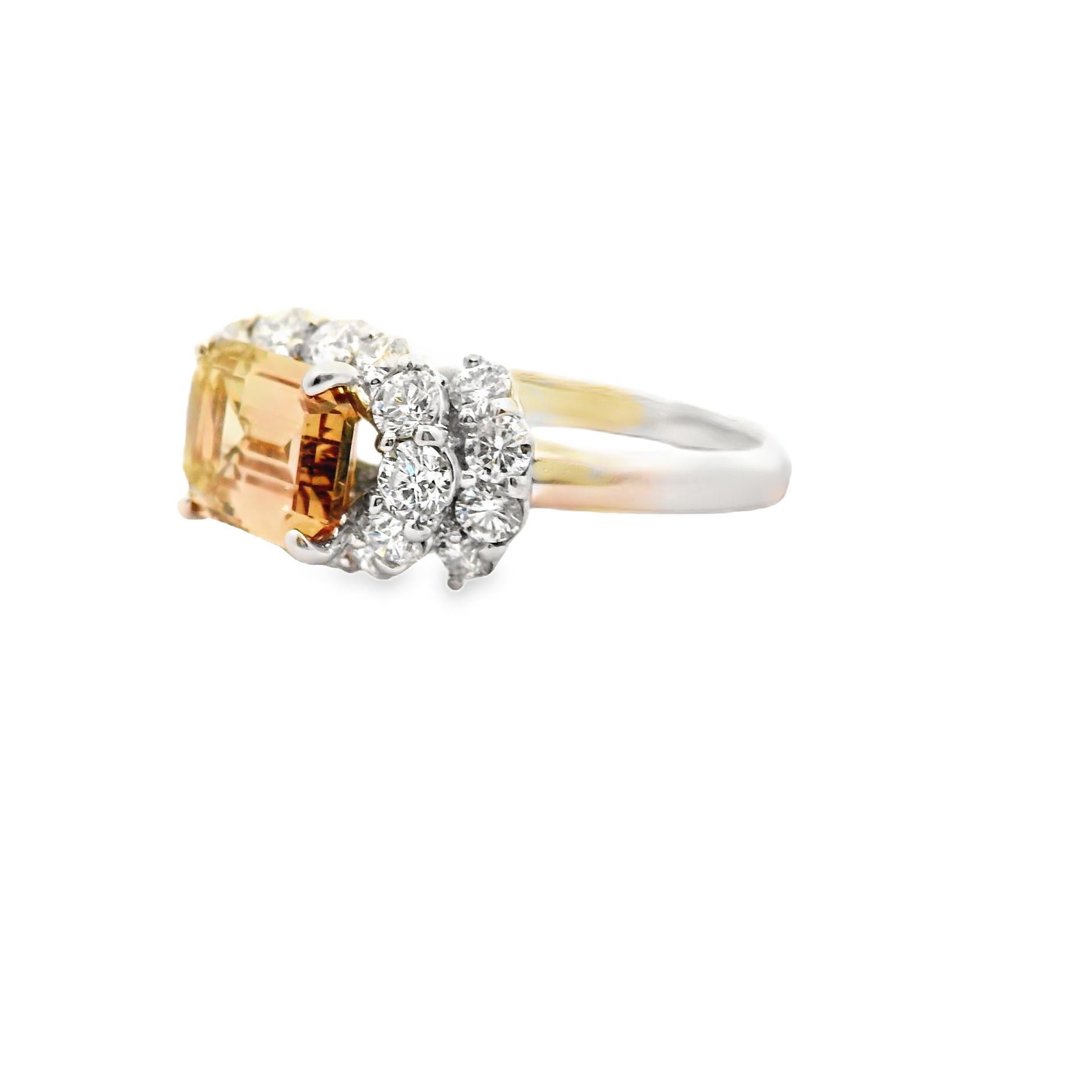 Emerald Cut 2.04 Carat Emerald-cut Fancy-Brown Diamond & Diamond Platinum Ring