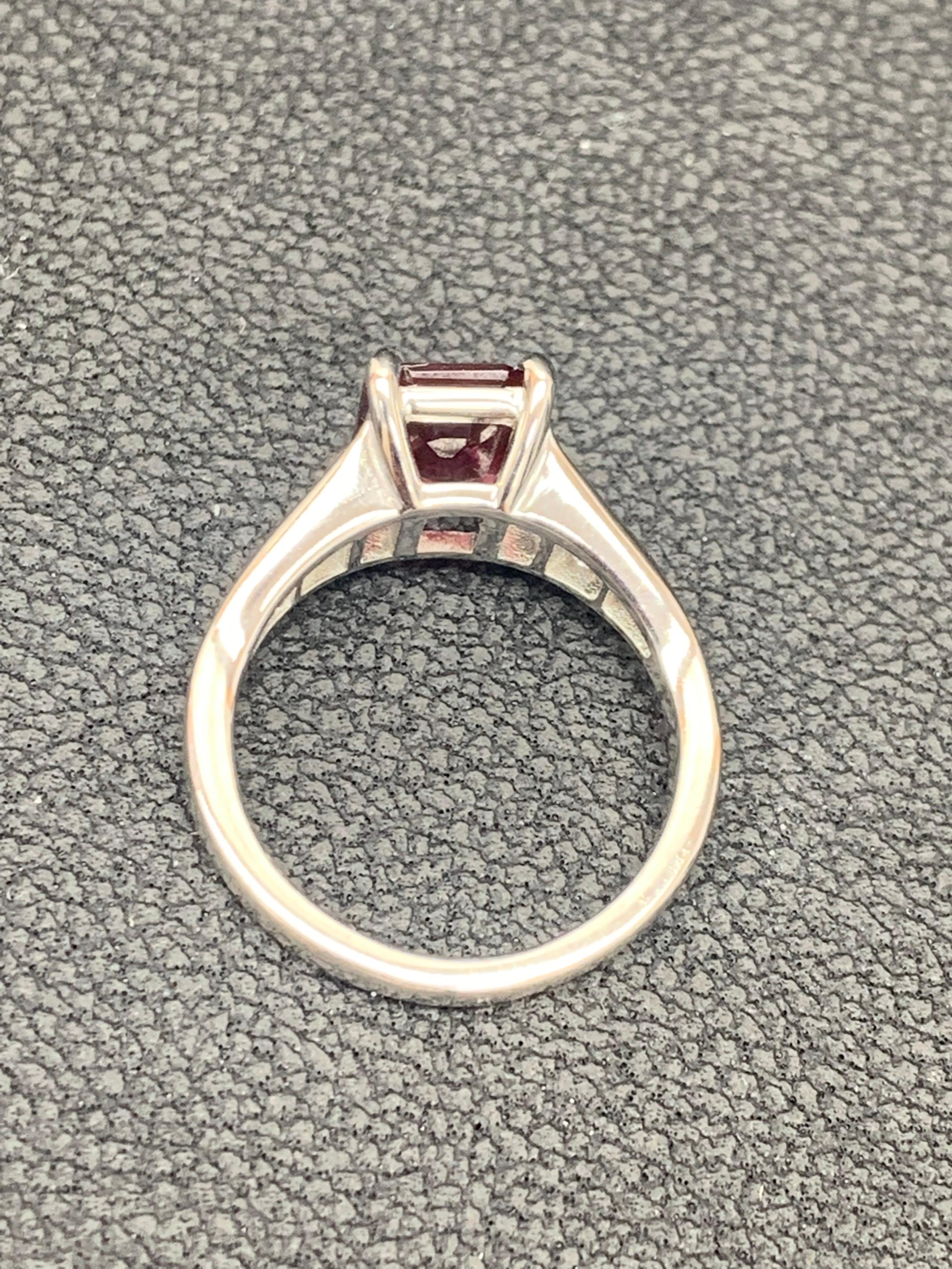 2.04 Carat Emerald Cut Ruby and Diamond Engagement Ring in Platinum For Sale 11