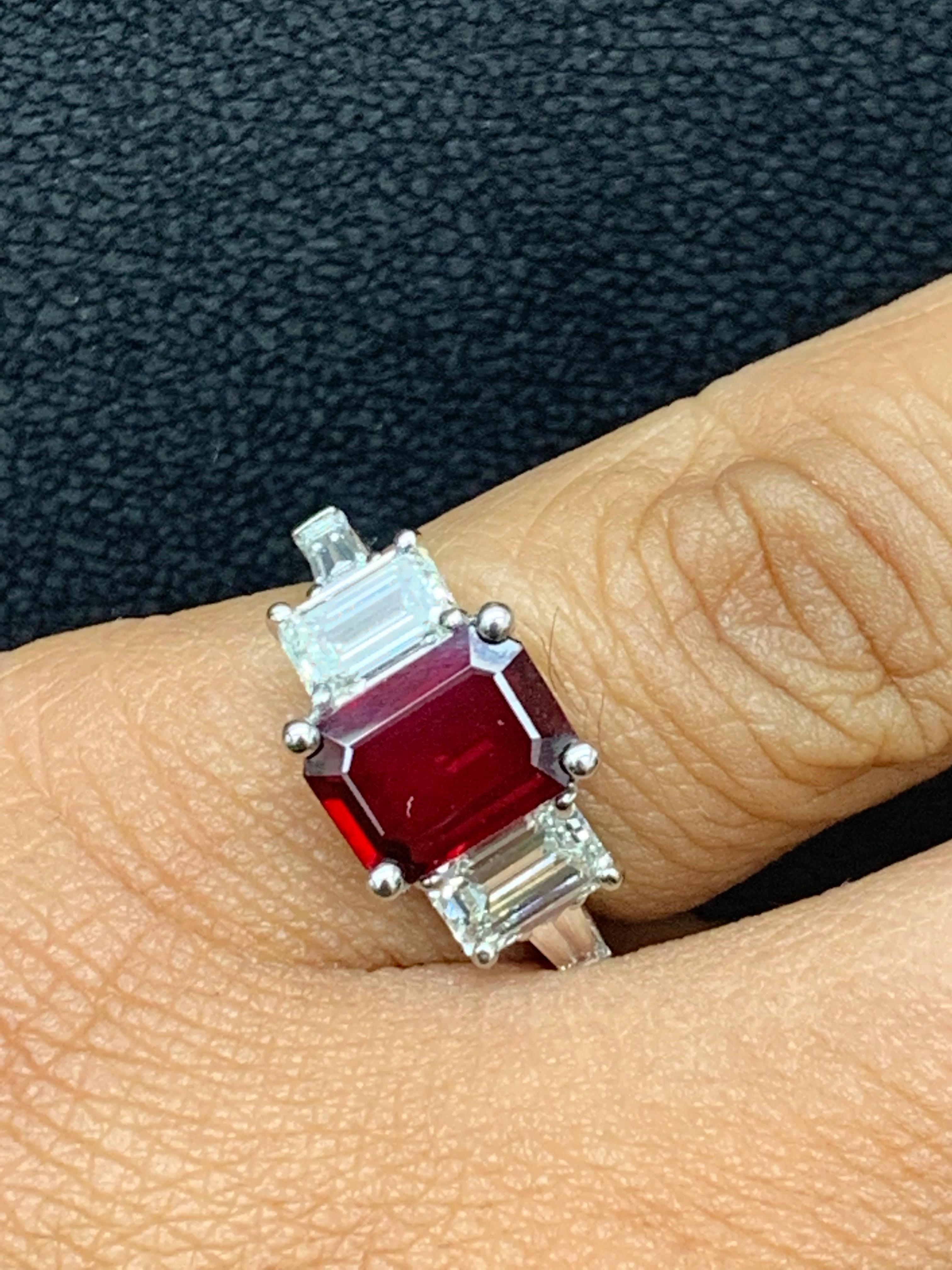 ruby emerald cut engagement rings