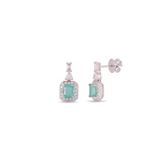2.04 Carat Emerald & Diamond Classic Earring in 18K gold