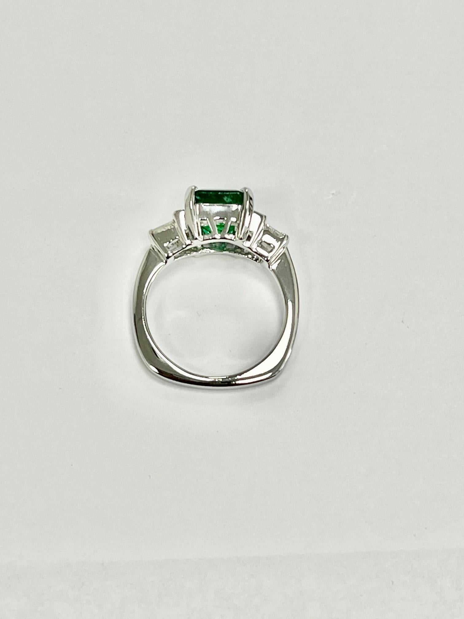 Emerald Cut 2.04 Carat Emerald Diamond Cocktail Ring For Sale