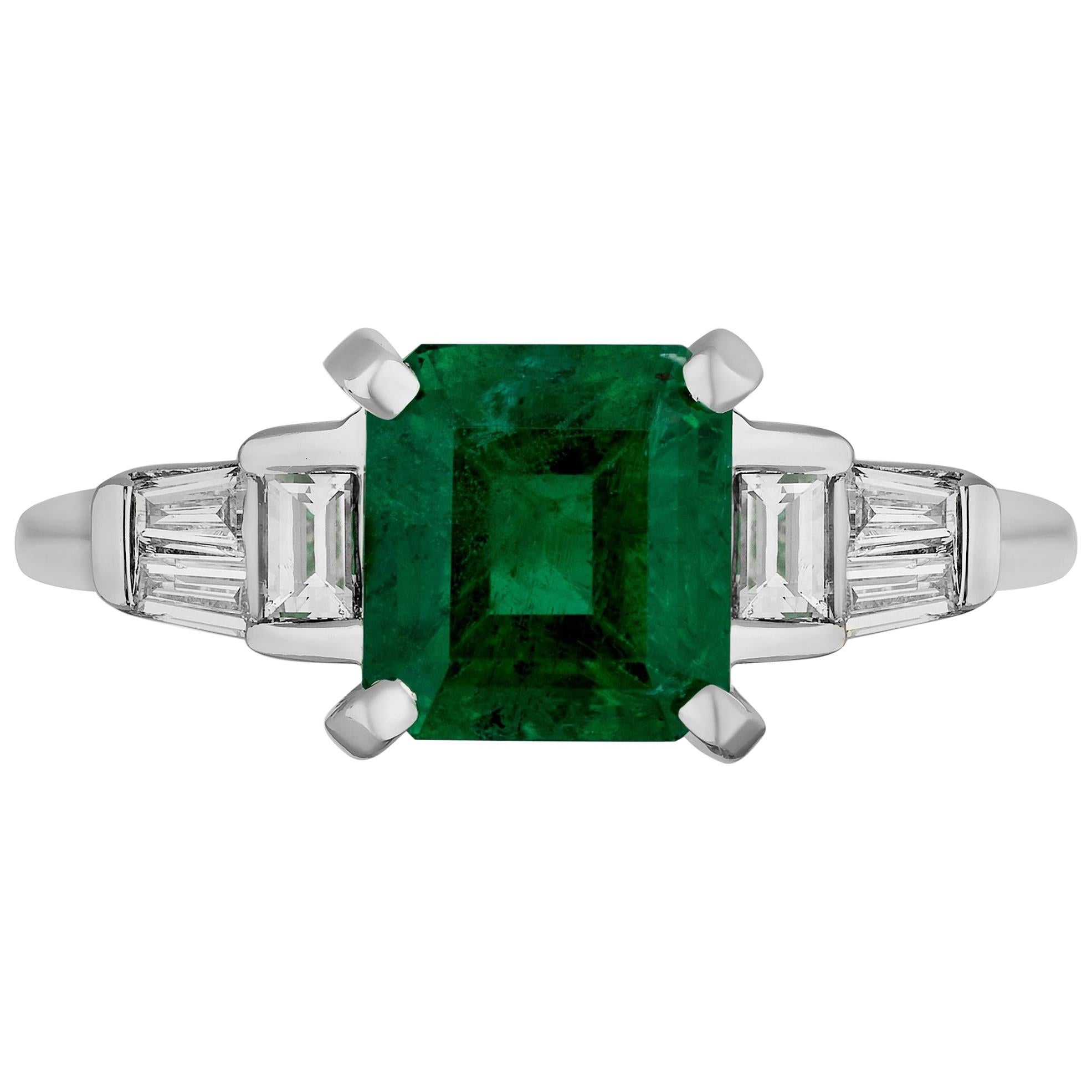 2.04 Carat Emerald Diamond Cocktail Ring For Sale