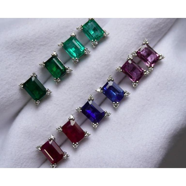 2.04 Carat Emerald Emerald-Cut Studs 7x5 In New Condition For Sale In New York, NY