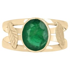 2.04 Carat Emerald Statement 14K White Gold Quiet Power