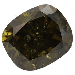 2.04 Carat Fancy Dark Greenish Brown Cushion cut diamond GIA Certified