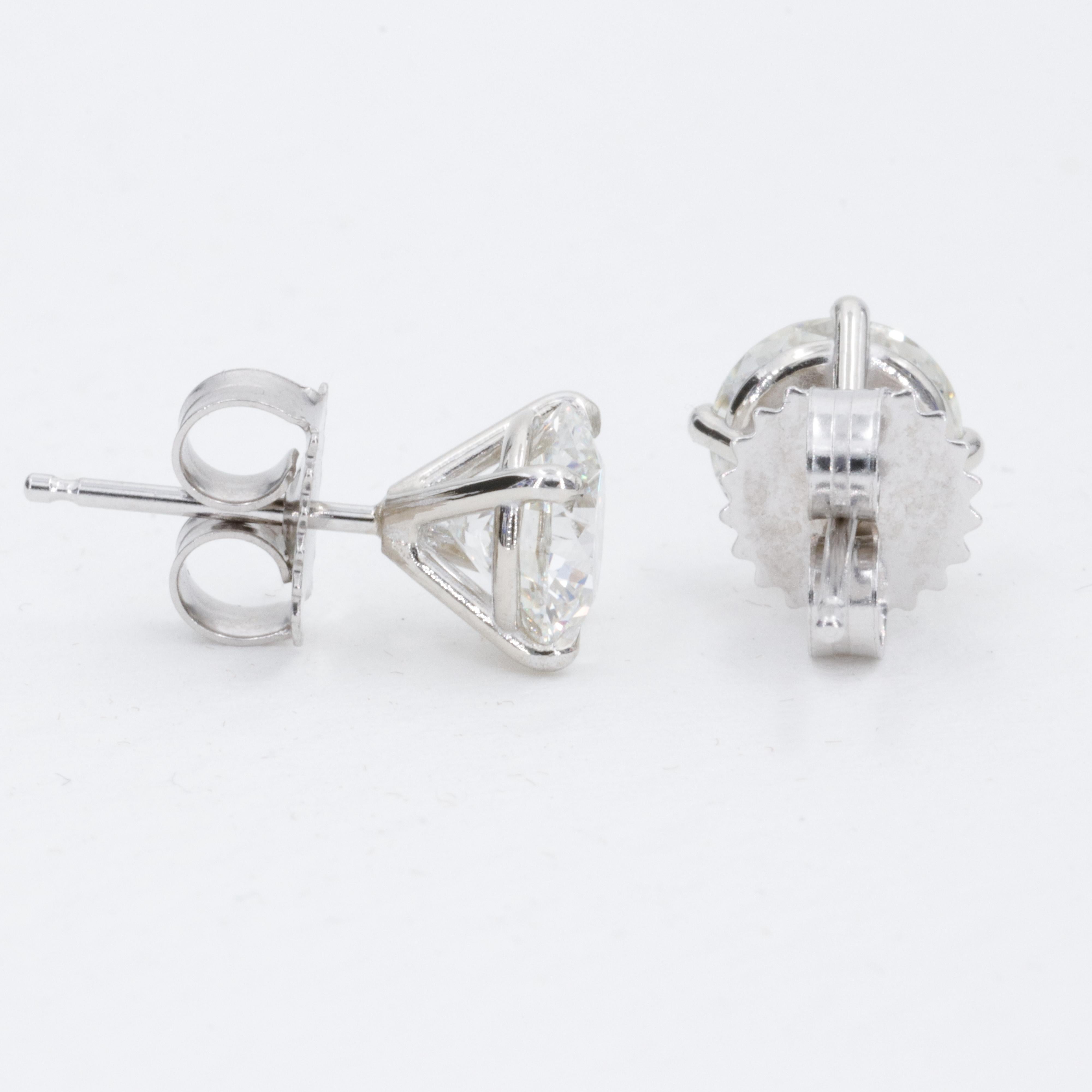 2.04 Carat GIA Diamond Stud Earrings Fine Quality in White Gold 4 Prong Settings In New Condition For Sale In Tampa, FL
