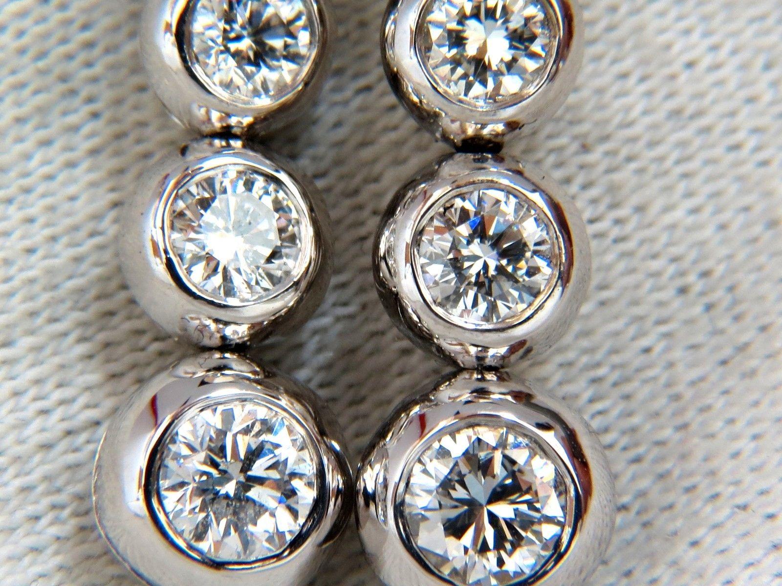 2.04 Carat Natural Round Diamonds Bezel Flush Five-Tier Dangle Earrings Jazz In New Condition For Sale In New York, NY