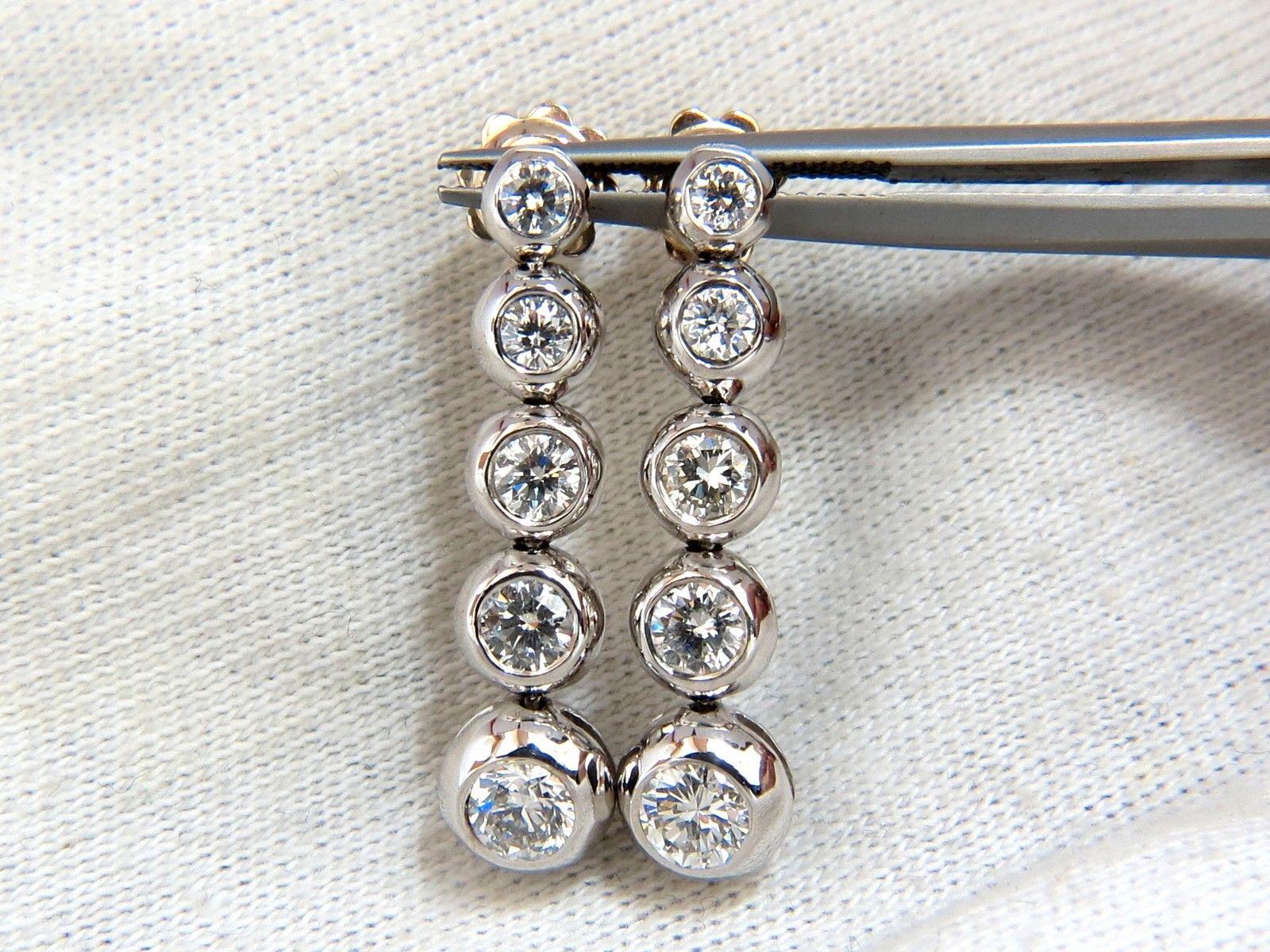 2.04 Carat Natural Round Diamonds Bezel Flush Five-Tier Dangle Earrings Jazz For Sale 1