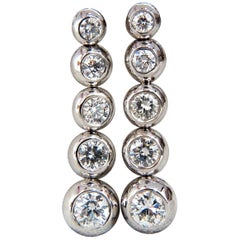 2.04 Carat Natural Round Diamonds Bezel Flush Five-Tier Dangle Earrings Jazz