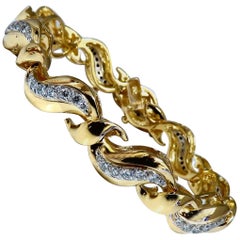 Bracelet à maillons en forme de S en or 18 carats avec diamants ronds naturels de 2,04 carats