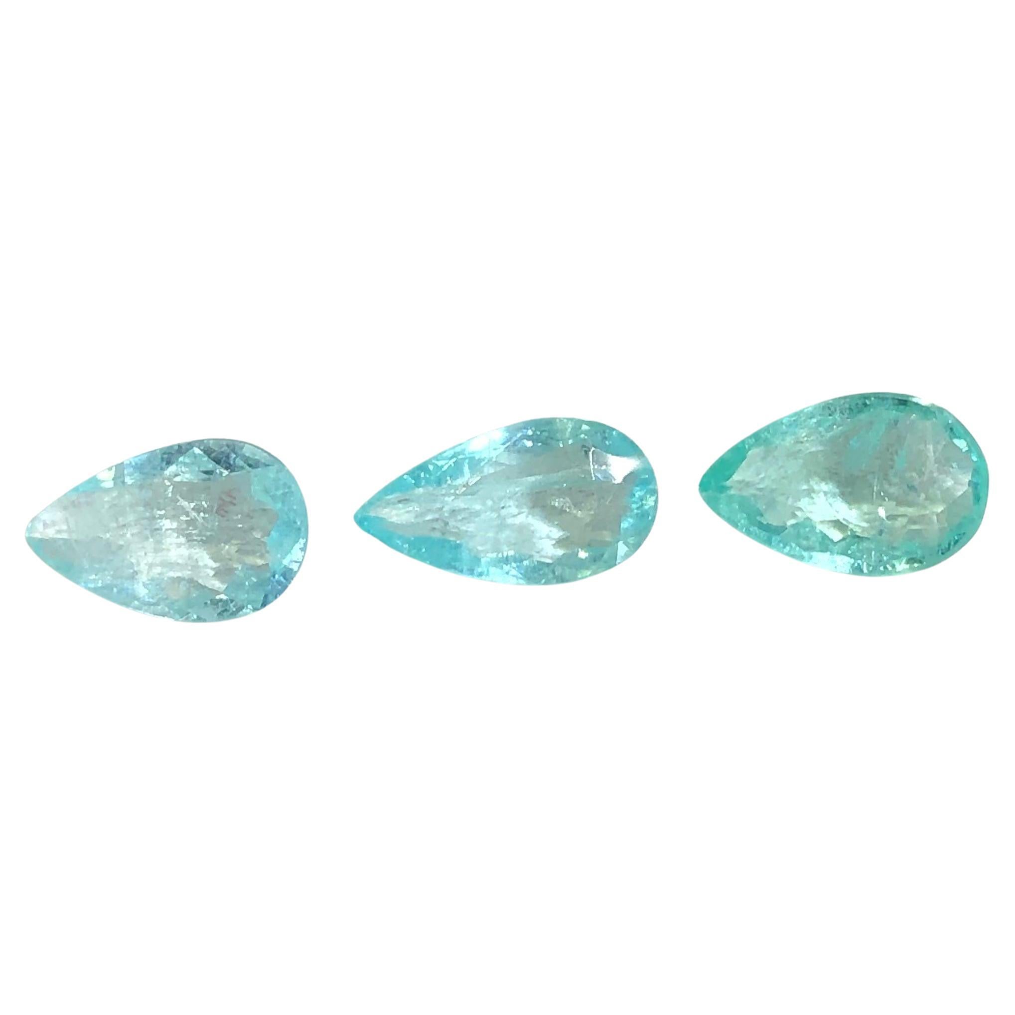 2.04 Carat Neon Blue Natural Paraiba Tourmaline Pear Cut Loose Gemstone Parcel