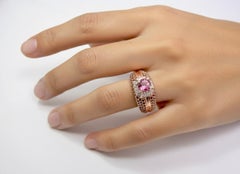2.04 Carat Padparadscha Sapphire Diamond Ring Rose Gold