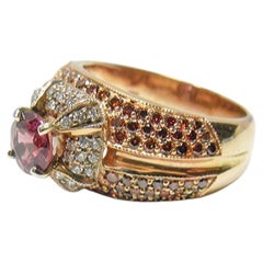 Gorgeous 14K Rose Gold Padparadscha Sapphire Diamond Ring, 2.04 Carats