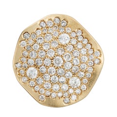 2.04 Carat Pave Diamond Asymmetrical Cocktail Ring