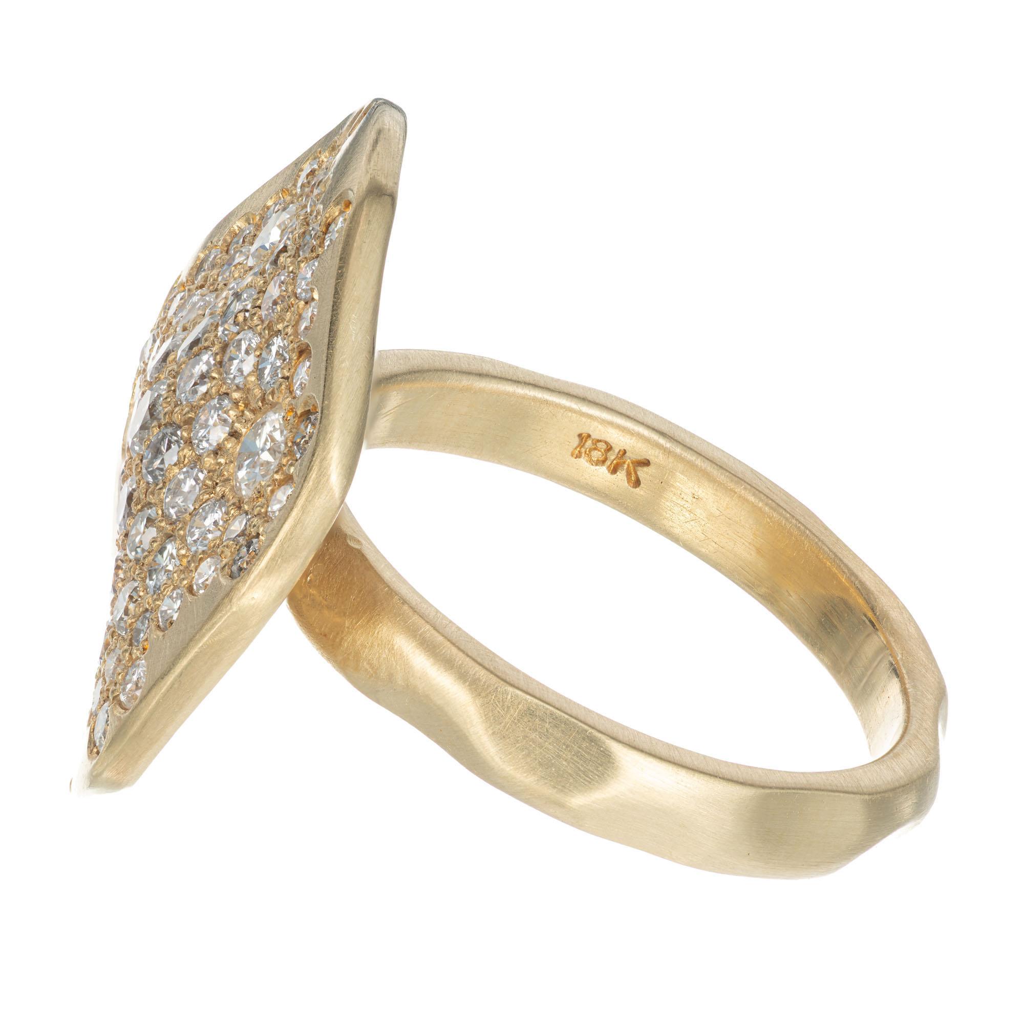 Round Cut  2.04 Carat Pave Diamond Asymmetrical Cocktail Ring For Sale