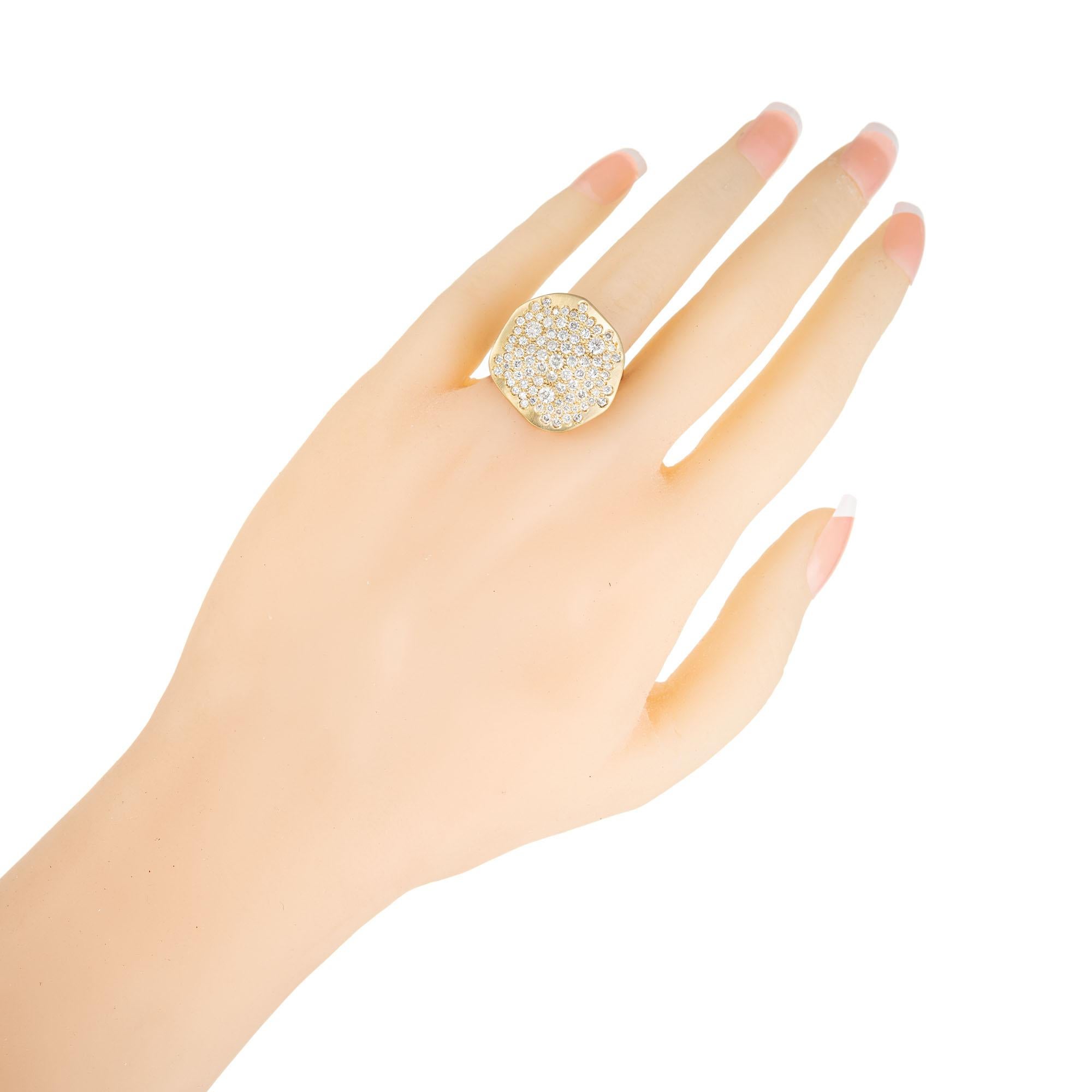  2.04 Carat Pave Diamond Asymmetrical Cocktail Ring For Sale 2