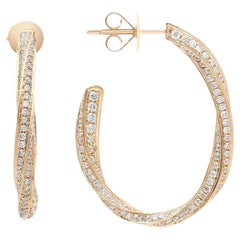 2,04 Karat Pave Set Rundschliff Twist Diamant-Ohrringe 18k Gelbgold