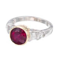 Verlobungsring aus Platin mit 2,04 Karat rundem rotem Turmalin und Diamant aus der Mitte des Jahrhunderts