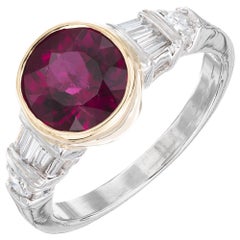 2.04 Carat Red Tourmaline Diamond Platinum Engagement Ring