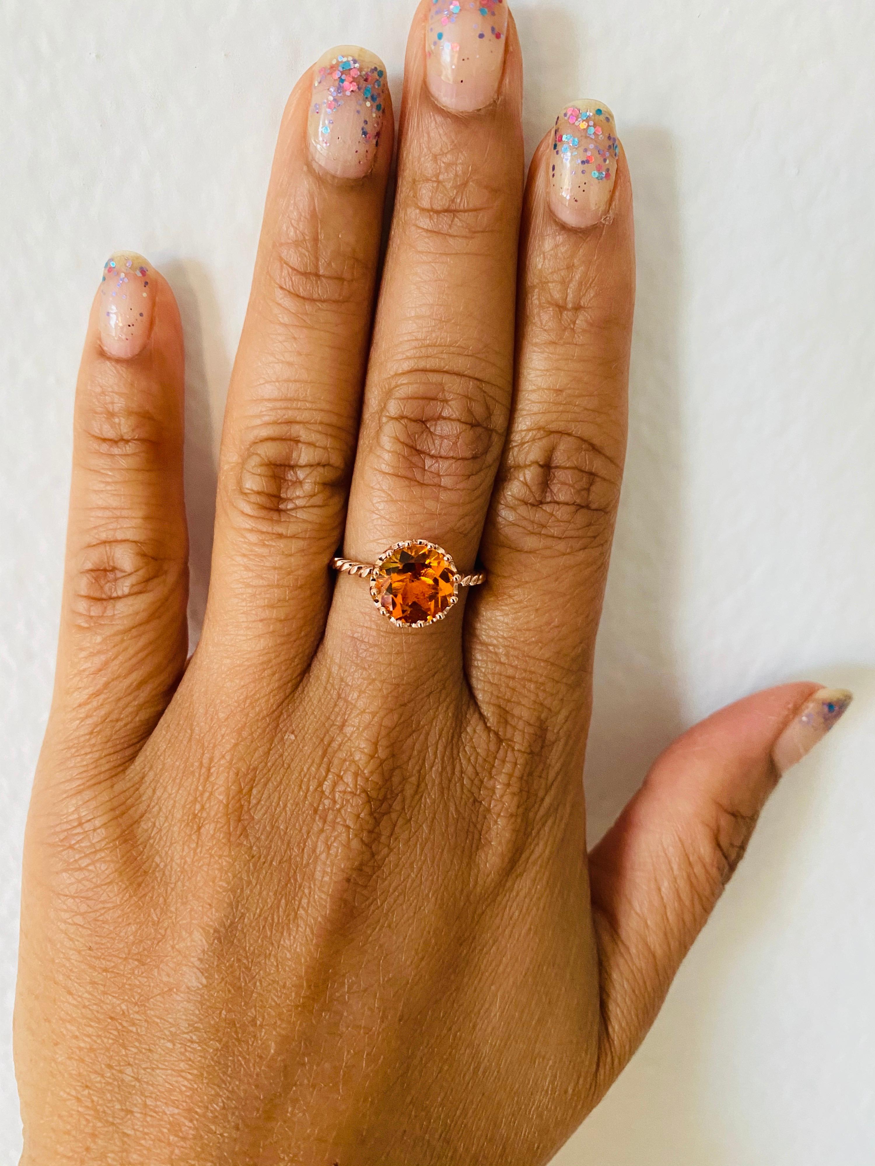 Bague en or rose avec quartz et citrine taille ronde de 2,04 carats Neuf - En vente à Los Angeles, CA