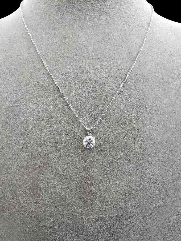 2.04 Carat Round Diamond Solitaire Pendant Necklace at 1stDibs