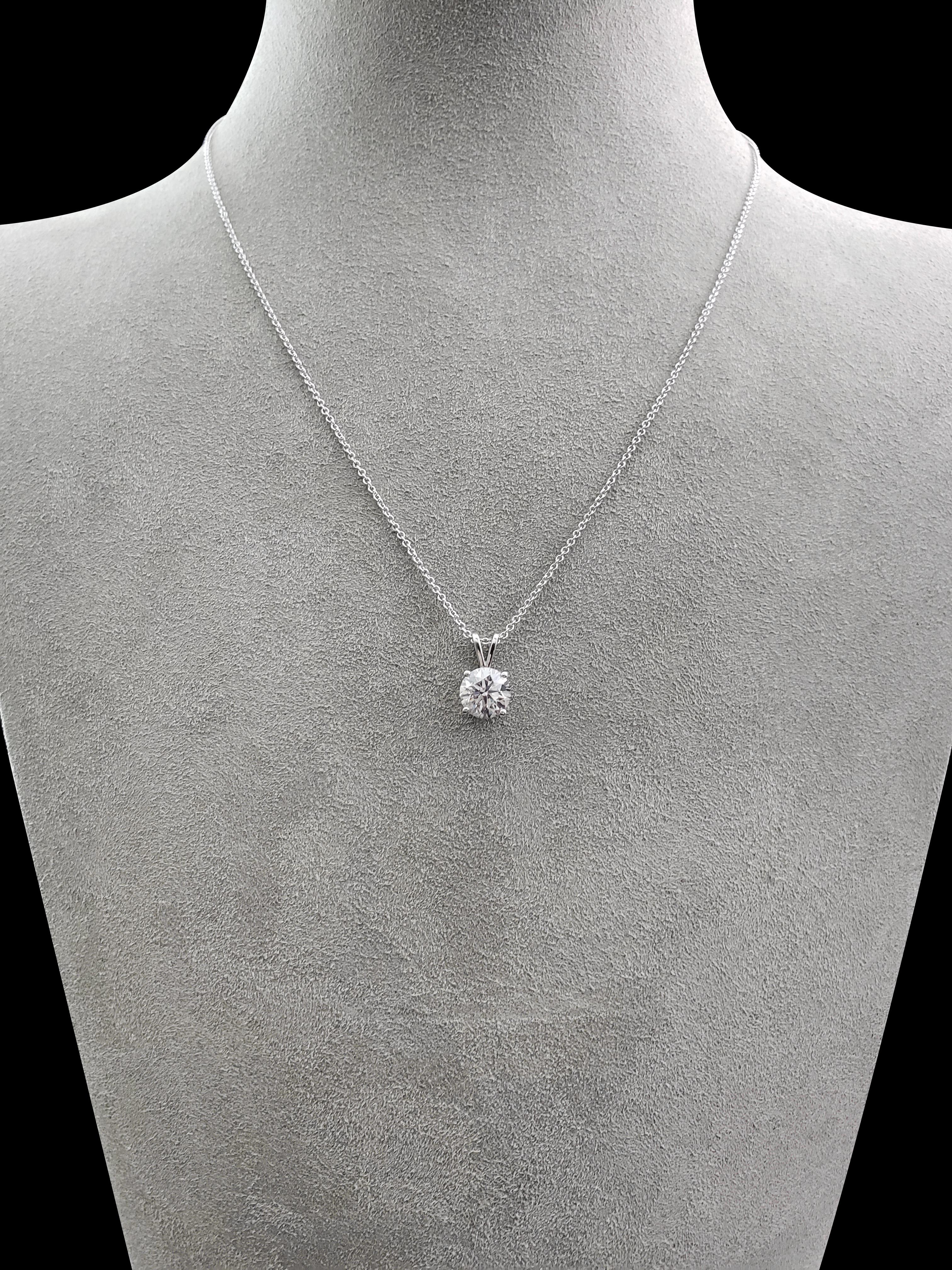 Contemporary 2.04 Carat Round Diamond Solitaire Pendant Necklace
