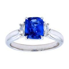 2.04 Carat Sapphire Cushion Ring with Epaulettes