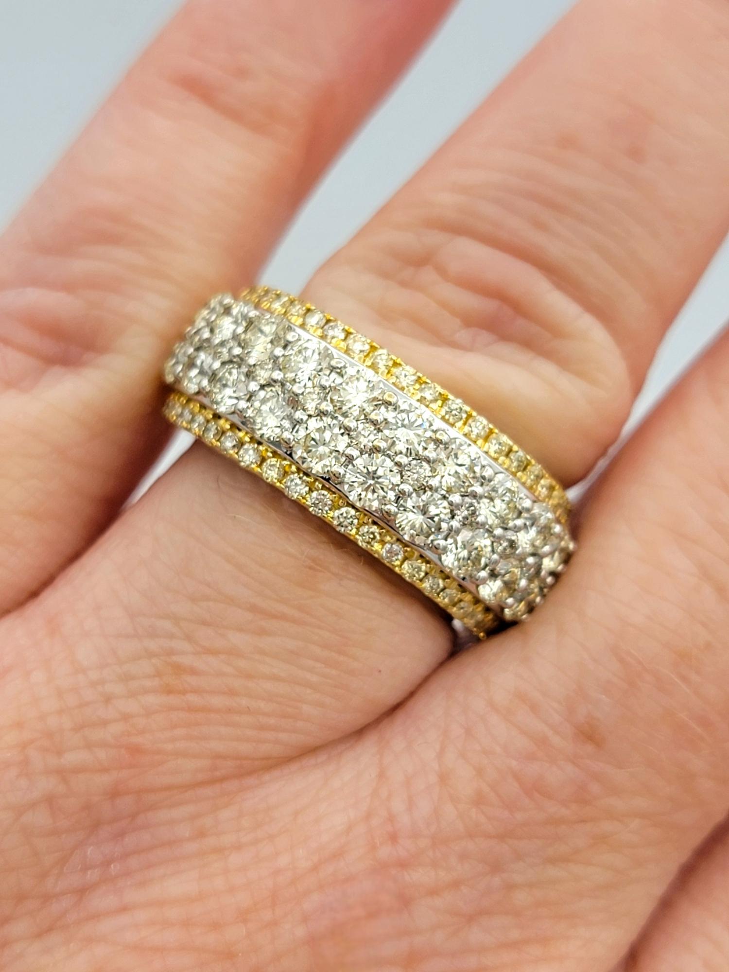 2,04 Karat insgesamt runder Diamant Multi-Row Bandring aus zweifarbigem 14 Karat Gold im Angebot 5
