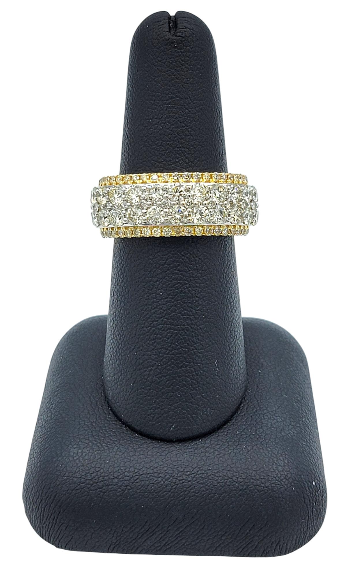 2,04 Karat insgesamt runder Diamant Multi-Row Bandring aus zweifarbigem 14 Karat Gold im Angebot 6