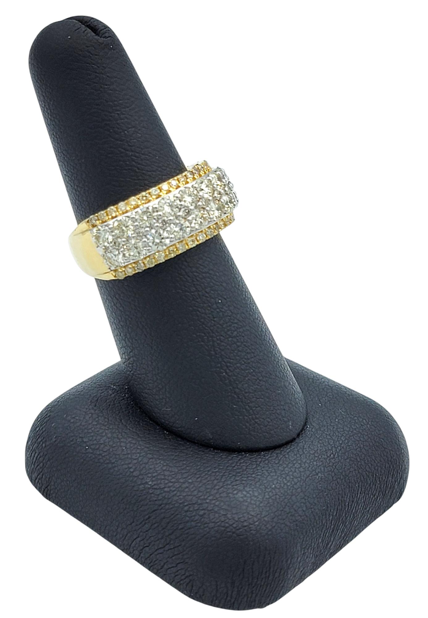2,04 Karat insgesamt runder Diamant Multi-Row Bandring aus zweifarbigem 14 Karat Gold im Angebot 7