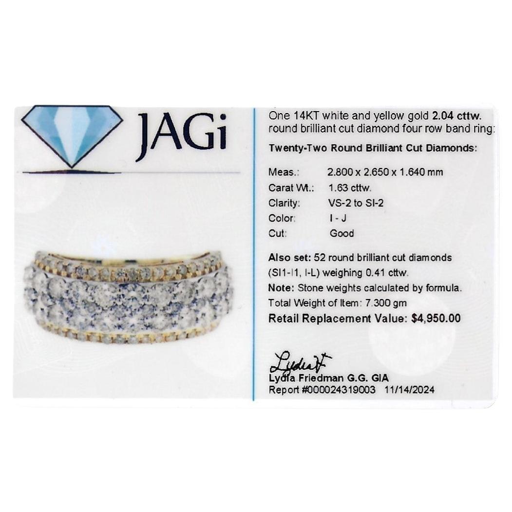 2,04 Karat insgesamt runder Diamant Multi-Row Bandring aus zweifarbigem 14 Karat Gold im Angebot 8