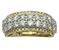 2.04 Carat Total Round Diamond Multi-Row Band Ring in Two-Tone 14 Karat Gold