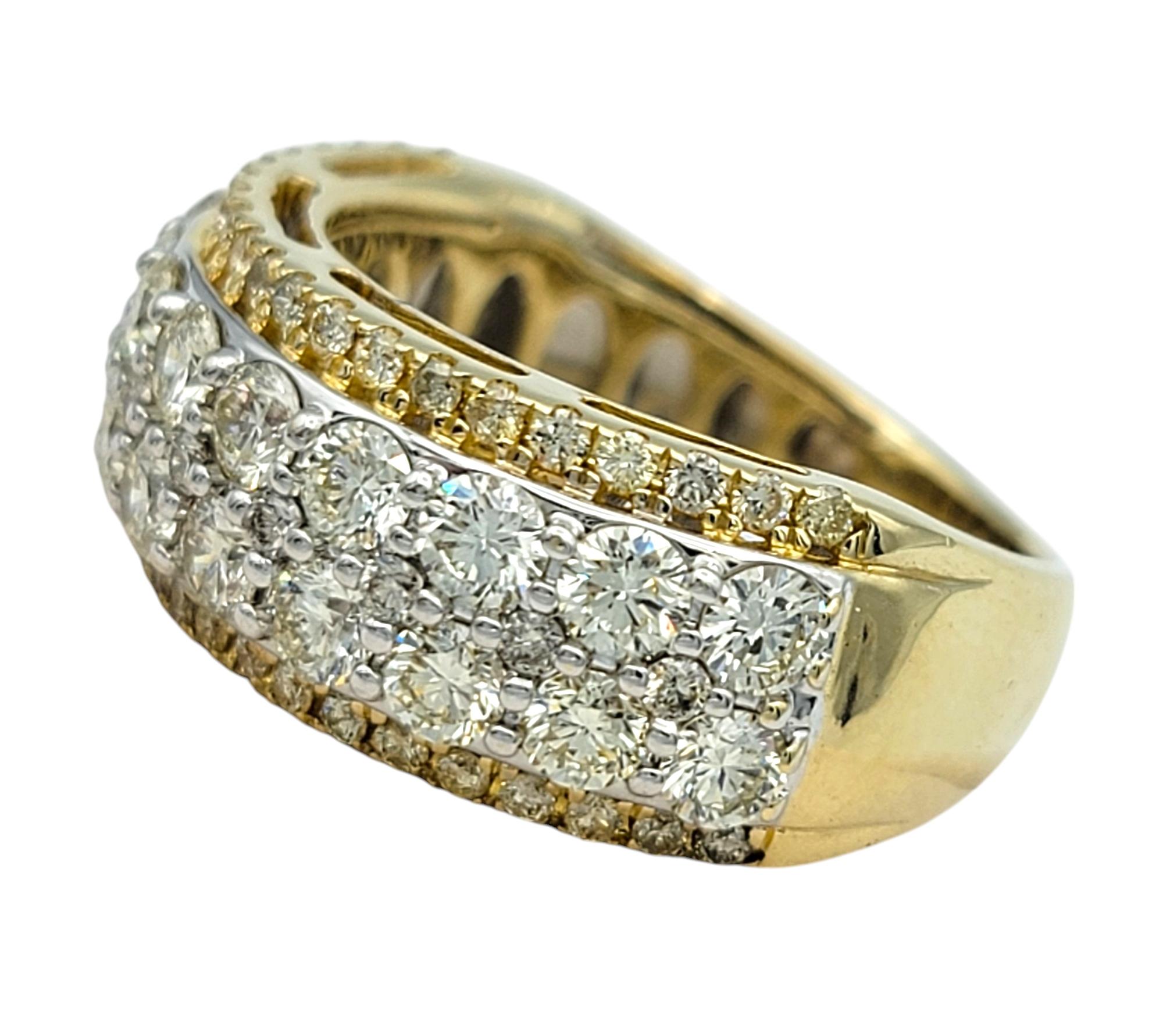 2,04 Karat insgesamt runder Diamant Multi-Row Bandring aus zweifarbigem 14 Karat Gold im Zustand „Gut“ im Angebot in Scottsdale, AZ