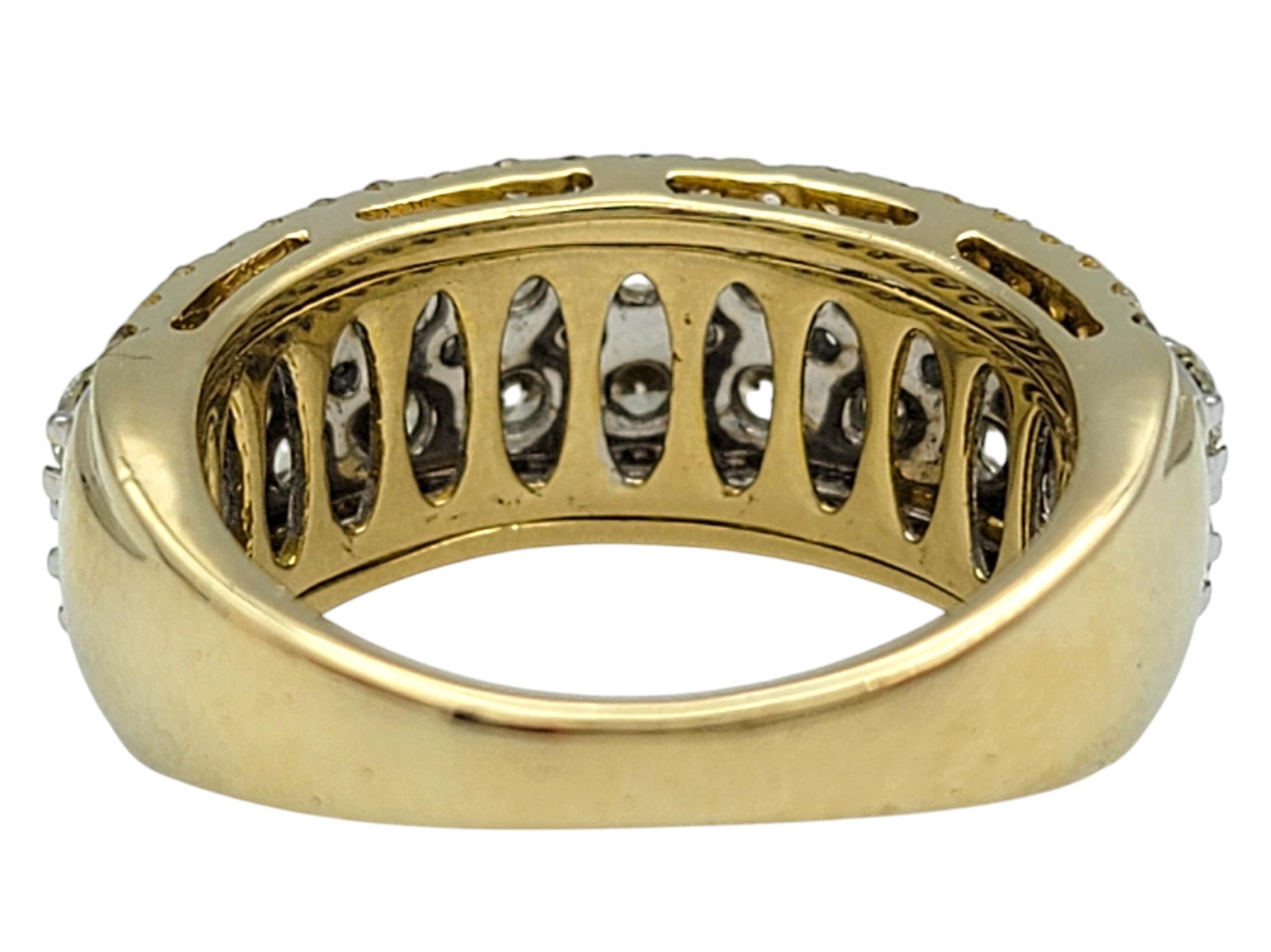 2,04 Karat insgesamt runder Diamant Multi-Row Bandring aus zweifarbigem 14 Karat Gold im Angebot 2