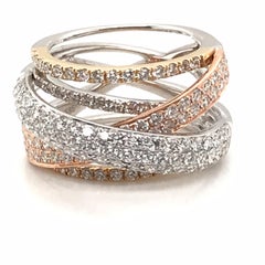 2.04 Carat Tri-Tone Wide Band Diamond Fashion Ring