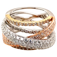 2.04 Carat Tri-Tone Wide Band Diamond Fashion Ring