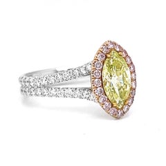 2.04 Carat T.W. Natural Mined GIA Cert Diamond Fancy Yellow Pink 18KT White Gold