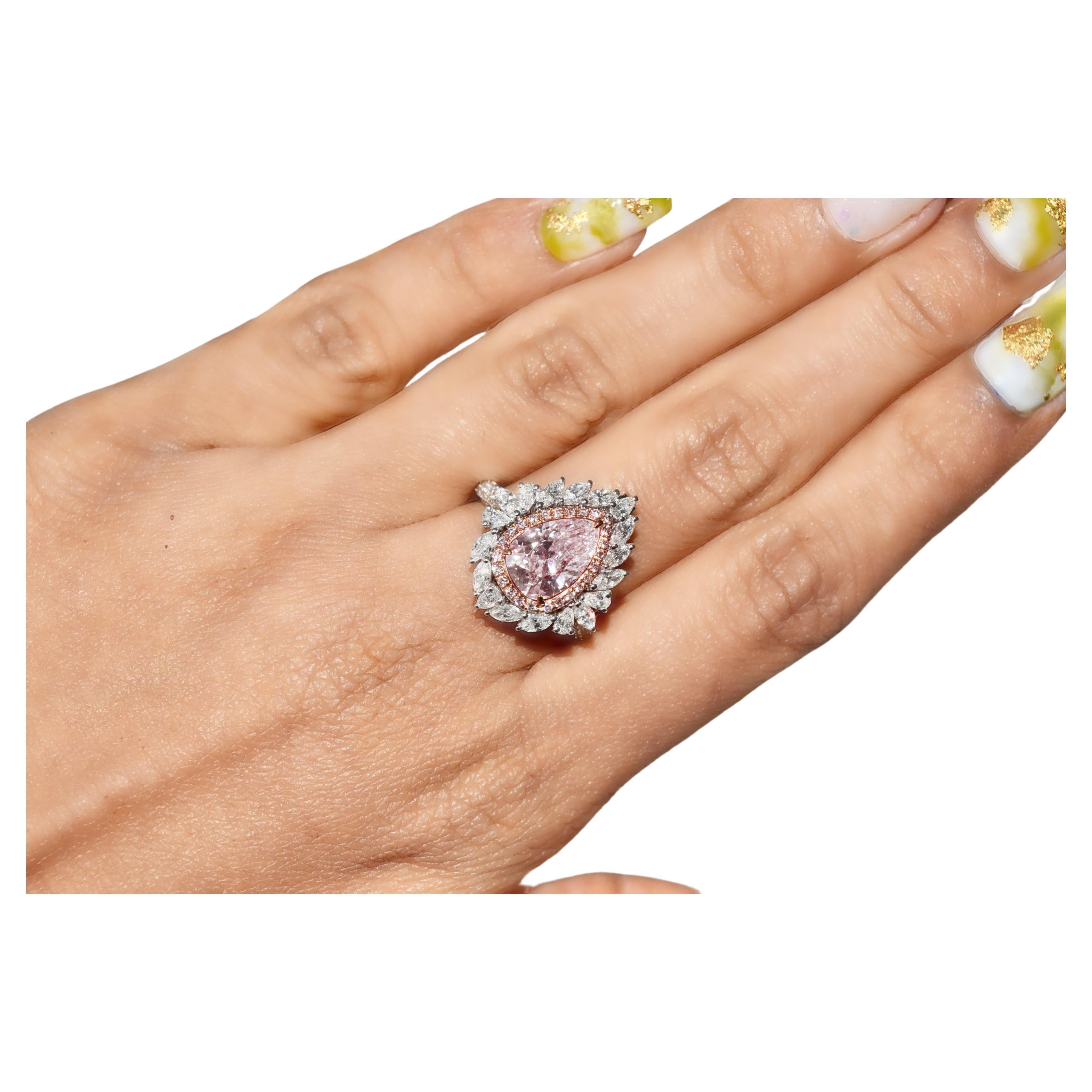 2.04 Carat Very Light Pink Diamond Ring & Pendant Convertible CGL Certified For Sale