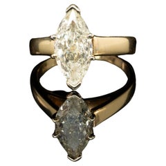 Anello solitario in oro giallo 14k con diamante naturale taglio marquise da 2,04 CT