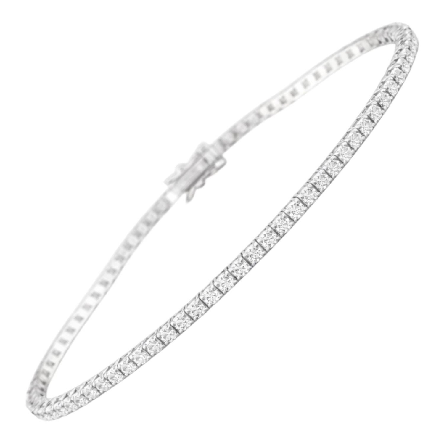 2.04 Ct Natural Diamond Stackable Tennis Bracelet 18K White Gold HRD Certified For Sale