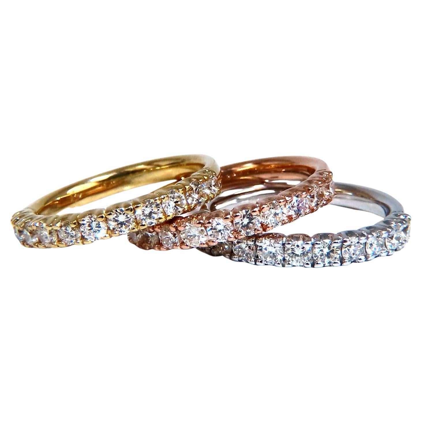 2.04 Natural Diamonds Stacking Bands 14kt Gold Mod For Sale