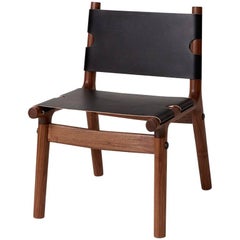 204 Side Chair, Modern Walnut Hardwood, Harness Leather and Anodized Aluminum